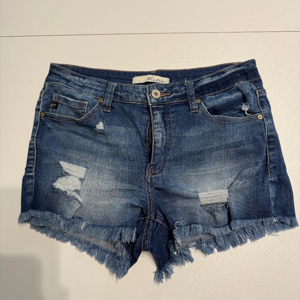 KanCan Distressed Dark Blue Denim Jean Shorts